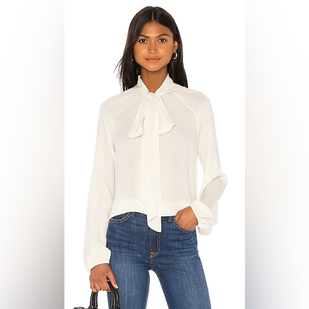 NWT Theory Scarf Top Classic Blouse in Ivory